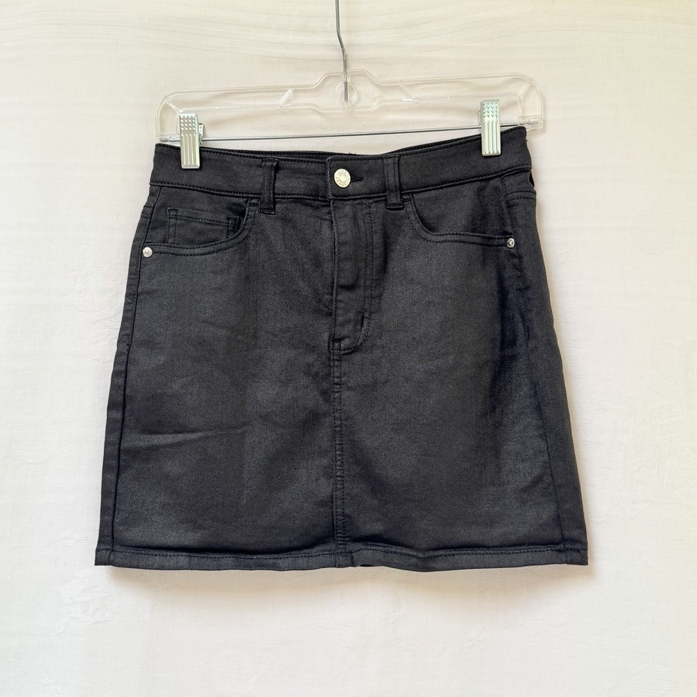 Guess Black Denim Jean Mini Skirt A Line Pockets High Waisted Women Small Y2K